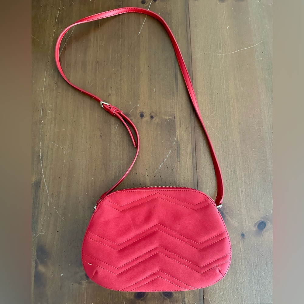 Street Level Red Crossbody Bag with Structured Design